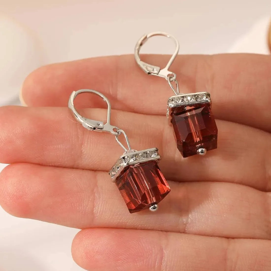 Silver Drop Earrings for Women Blue Pink White Purple Crystal Zircon Jewelry