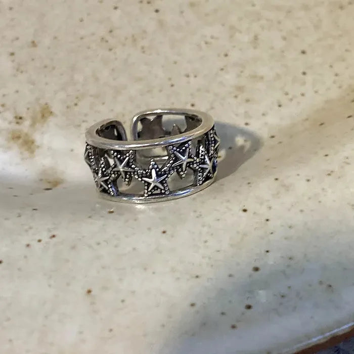 2024 Gothic Star Cocktail Ring Unisex Punk Cross Jewelry Gift