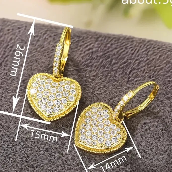 Elegant Heart Drop Cubic Zirconia Earrings for Women Engagement Jewelry