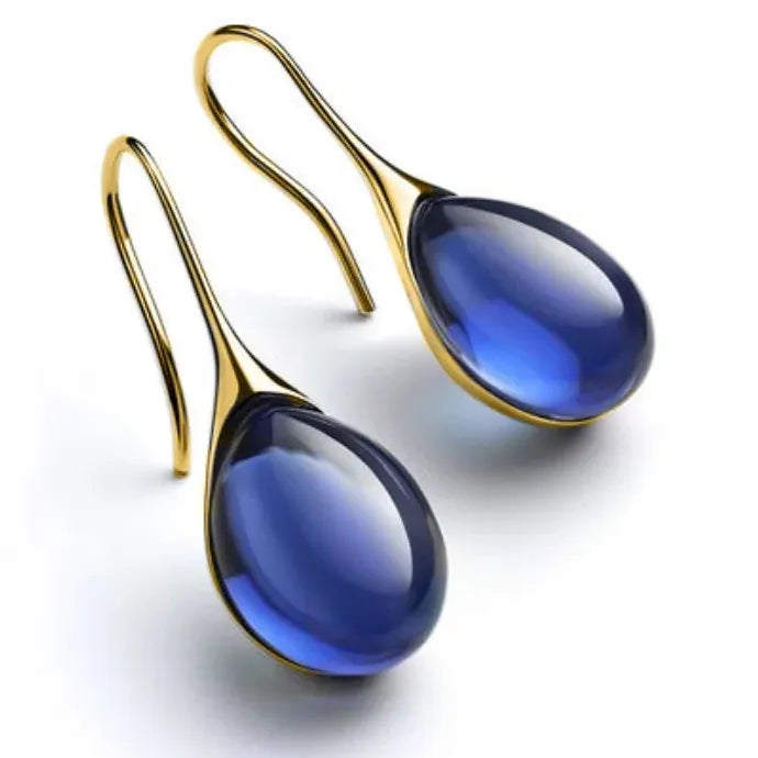Gold Crystal Hook Dangle Earrings Natural Stone Drop Jewelry for Women Wedding