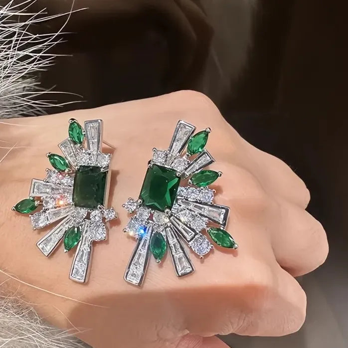 Geometric Cubic Zirconia Stud Earrings for Women Wedding Party Jewelry