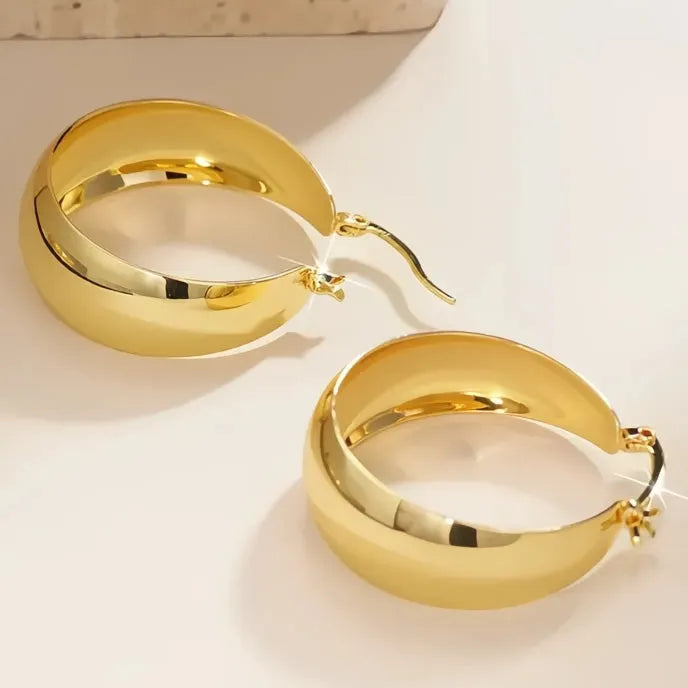 Charming Women’s Gold Color Brass Geometric Hoop Earrings Luxury Wedding Jewelry