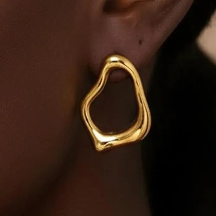 Stainless Steel Skeleton Drop Earrings Women Geometric Hollow Stud Jewelry Chic