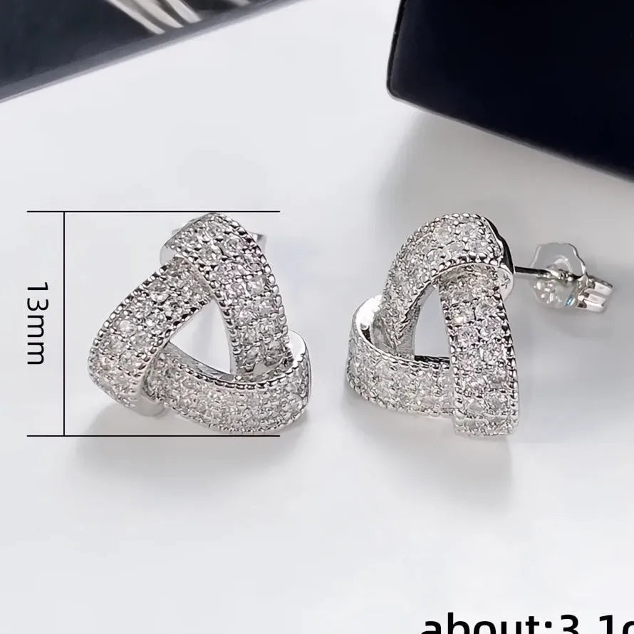 Luxury Triangular Geometric CZ Stud Earrings Copper Alloy for Women 2022
