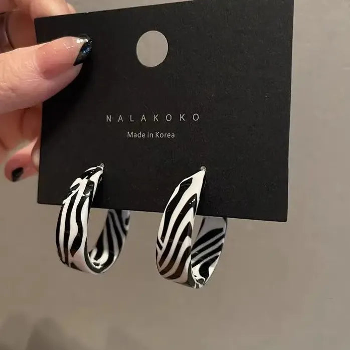 Exaggerated Zebra Pattern Acrylic Geometric Square Drop Earrings for Women Fashion Jewelry