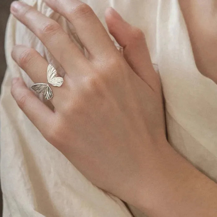 Personalized Copper Butterfly Open Ring Vintage Geometric Jewelry Gift Women
