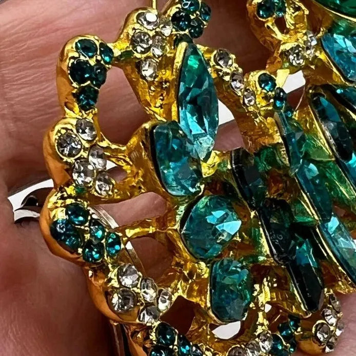 Vintage Peacock Animal Brooch Rhinestone Pin Gift Accessory for Women