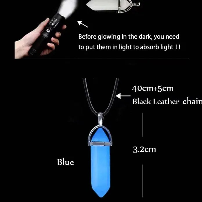 Blue Luminous Heart Pendant Necklace Glow in Dark Couple Jewelry Gift