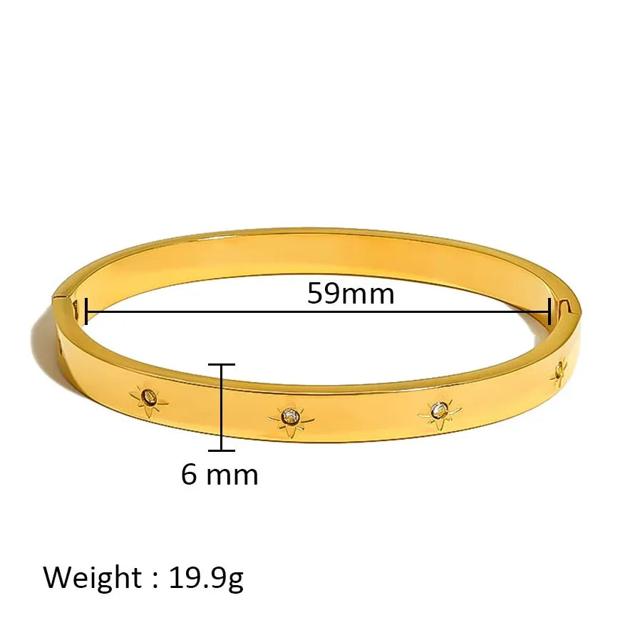 Waterproof Stainless Steel Multicolor Crystal Zirconia CZ Bangle Bracelet Women