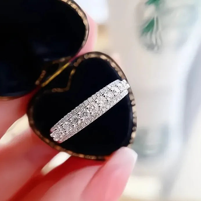 Elegant Thin Cubic Zirconia Wedding Ring for Women Bridal Gift
