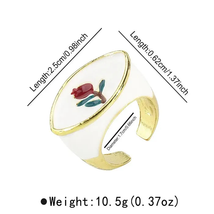 Adjustable Flower Tree Leaf Eye Rings for Women Men Gift 2025 Vintage Jewelry