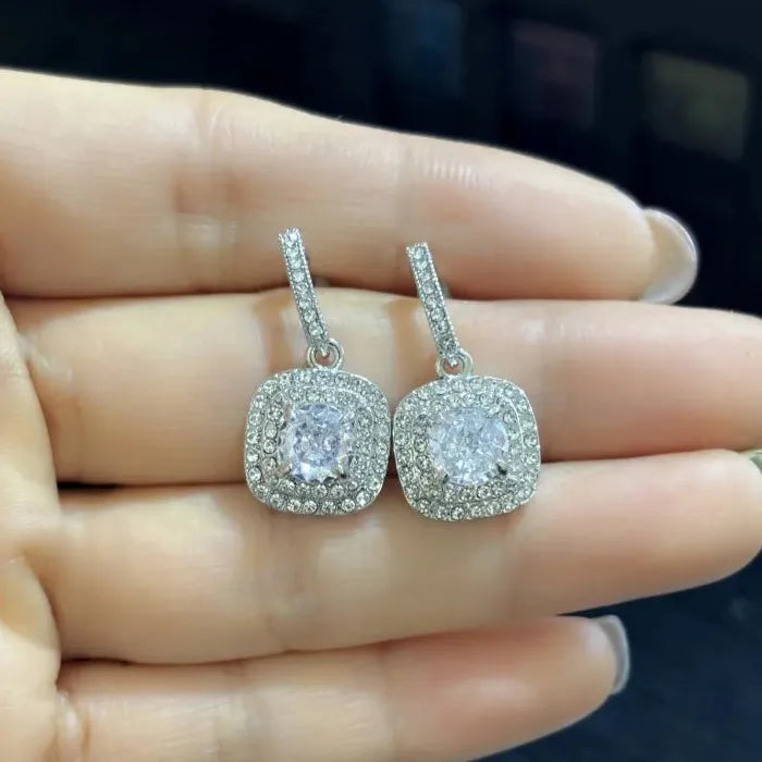 Bohemian Style Cubic Zirconia Pendant Drop Earrings for Women Daily Wear