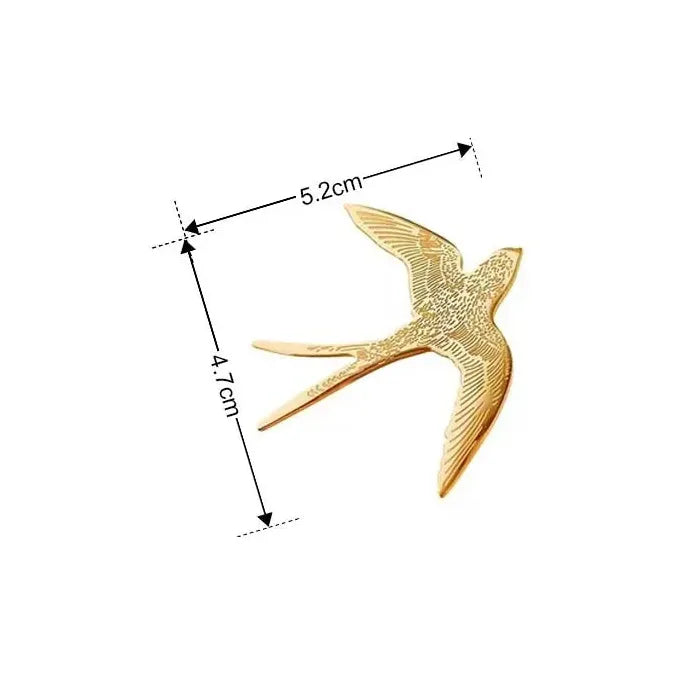 Stainless Steel Swallow Brooch Pin Unisex Punk Geometric Animal Gift