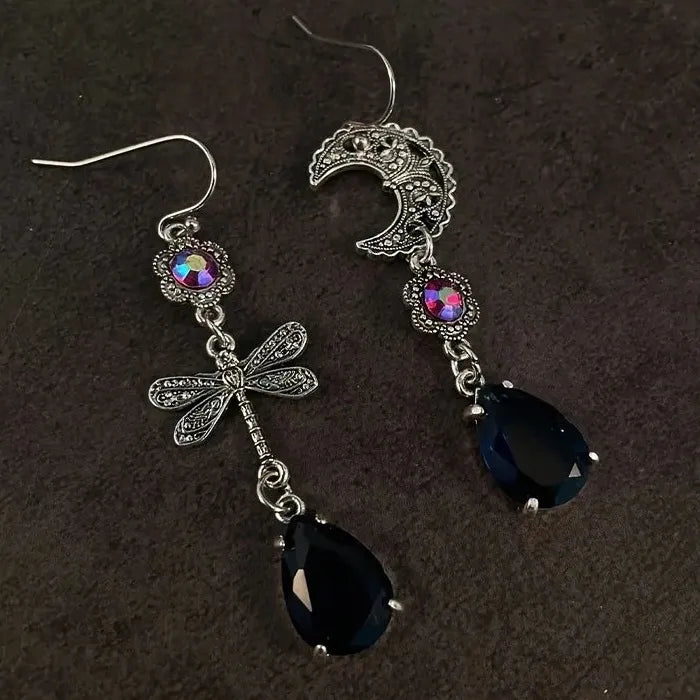 Retro Dragonfly Drop Earrings for Women Girls Cubic Zirconia Animal Jewelry