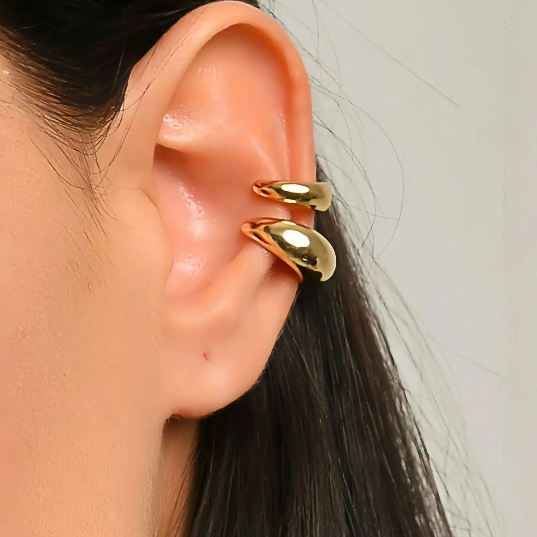 Punk Hip Hop Geometric Metal C-Shape Clip Earrings for Women Party Jewelry
