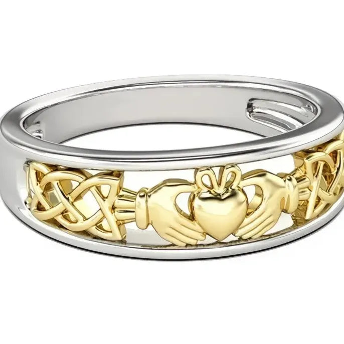 Two-Tone Brass Geometric Rings for Women – Wedding & Party Jewelry