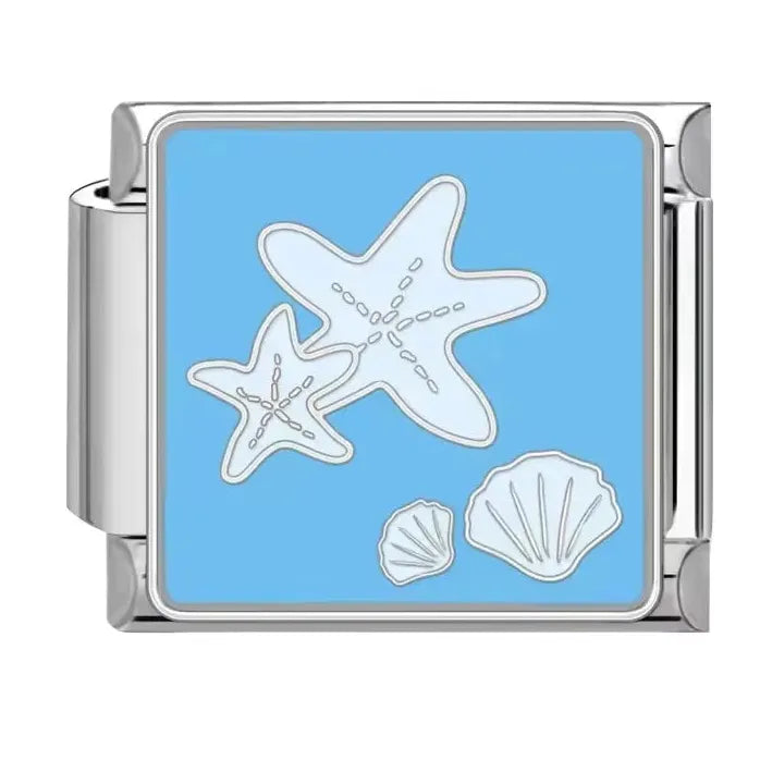 Ocean Series 18k Gold Plated Stainless Steel Charm Bracelet Unisex Dolphin Shark Sailboat