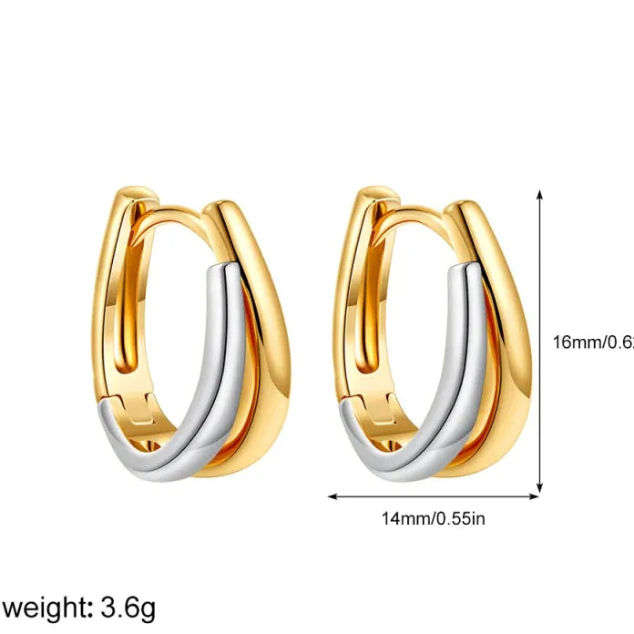 Gold Plated Double-Layer Chunky O-Shaped Hoop Earrings CZ Zircon Punk Jewelry