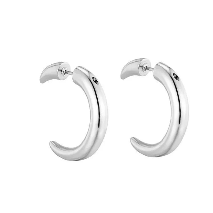Vintage Crescent Copper Moon Earrings Unisex Retro Gothic Punk Hoops
