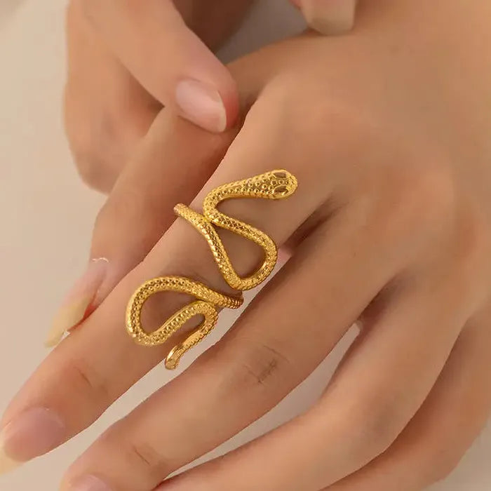 Stainless Steel Serpentine Open Ring Hip-Hop Jewelry for Men Women