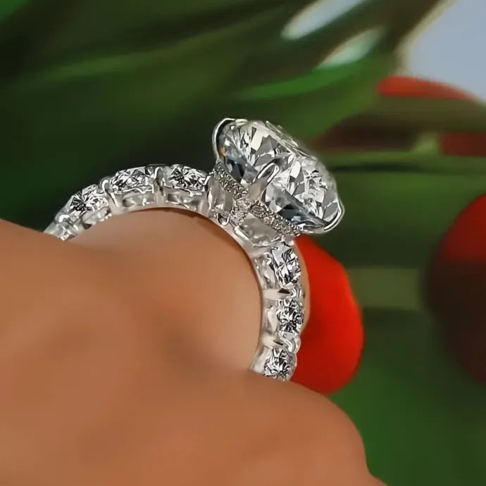 Sparkling Oval CZ Geometric Brass Women’s Wedding Party Ring Jewelry
