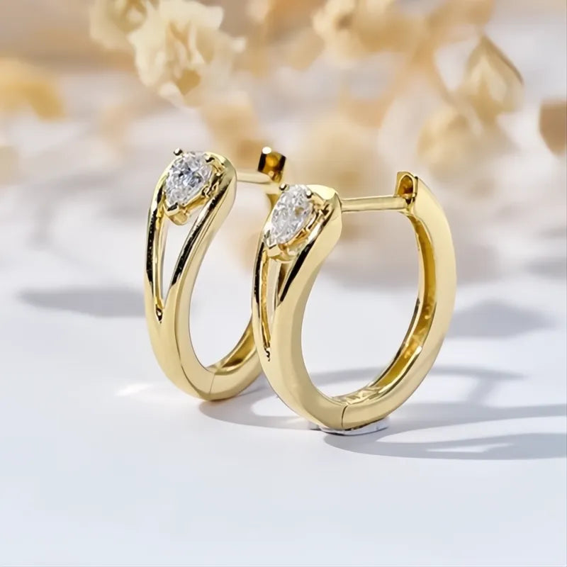 Unique Design Hollow Out Irregular Gold Color Hoop Earrings for Women Cubic Zirconia Fashion Jewelry