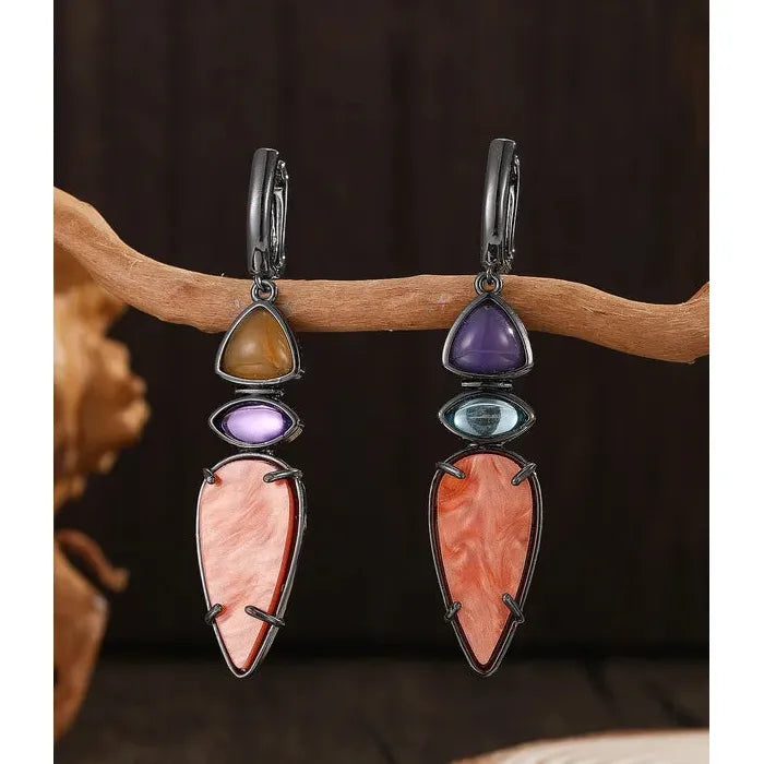 Geometric Triangle Zinc Alloy Drop Earrings Retro Style for Women Party Jewelry