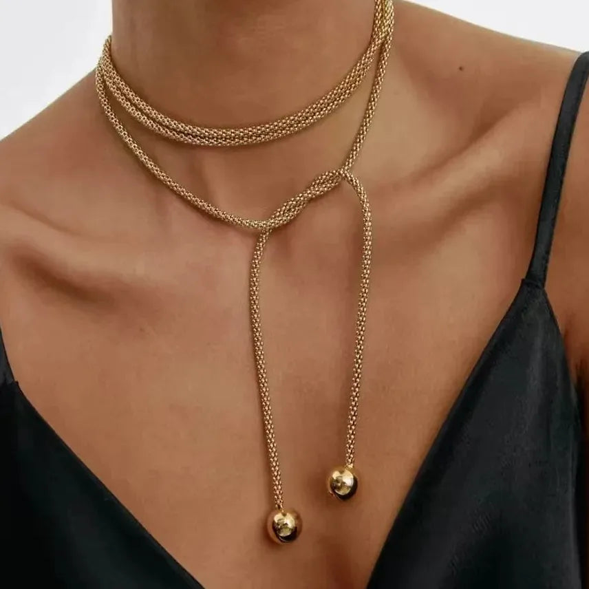 Stainless Steel Punk Geometric Round Ball Pendant Necklace Adjustable Unisex Jewelry