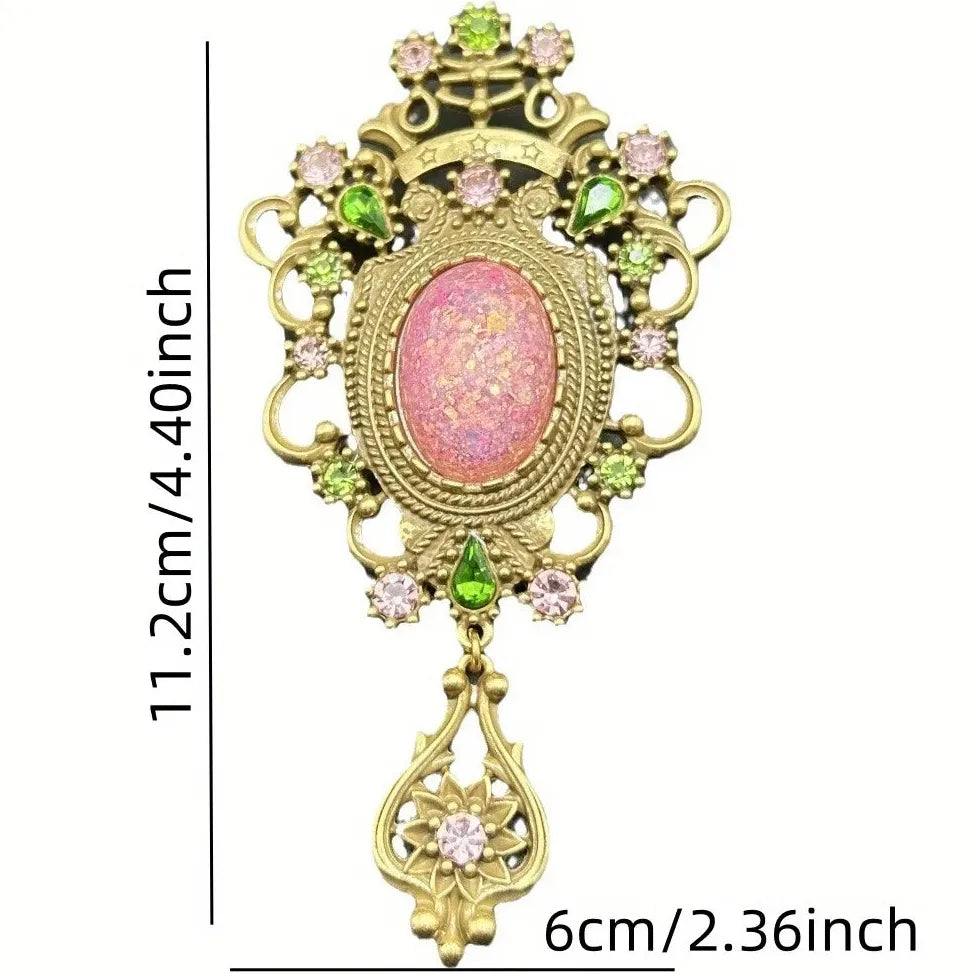 Vintage Elegant Large Gemstone Rhinestone Brooch Pin for Men Women