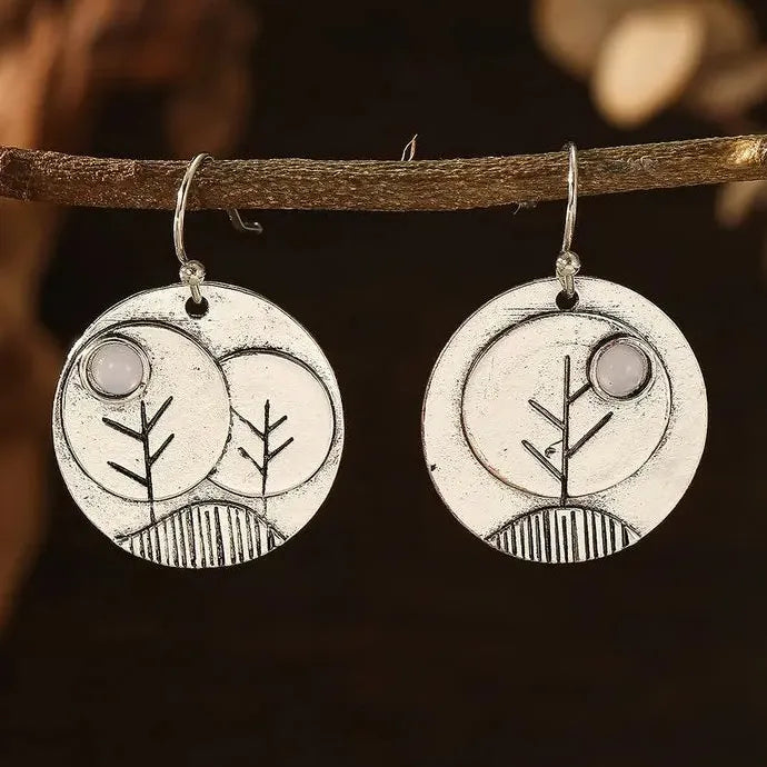 Silver Waterdrop Flower Leaf Earrings with Pink Green Stone for Women Wedding Jewelry