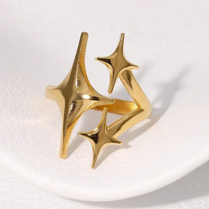 Adjustable Stainless Steel Star Cross Punk Y2K Ring for Women Gift Jewelry