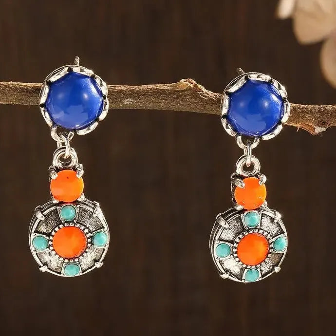 Silver Water Drop Dangle Earrings with Natural Stone for Women Bridal Wedding Gifts