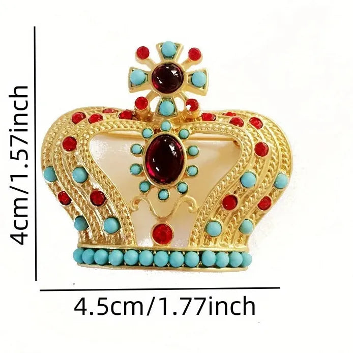 Antique Court Crown Brooch Vintage Gemstone Shawl Pin Corsage