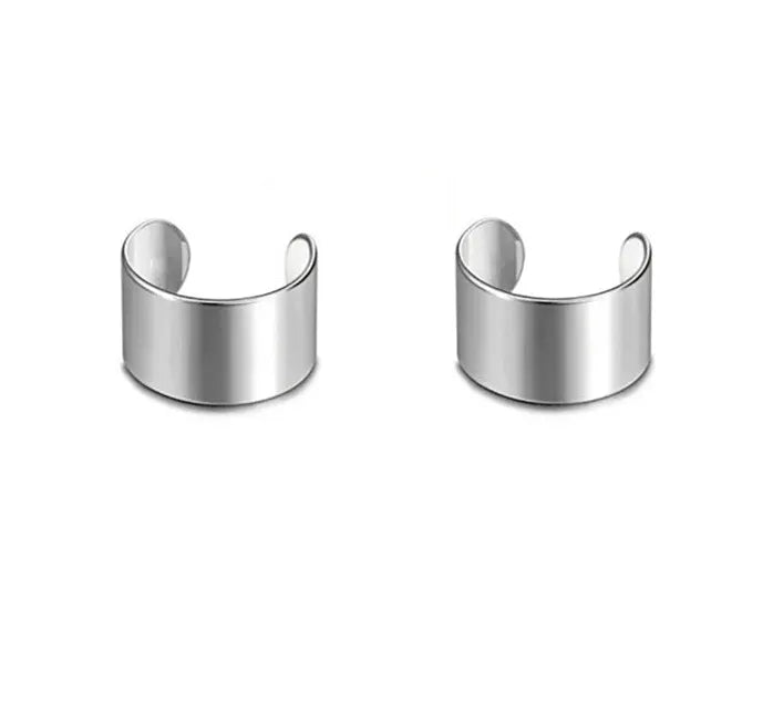 Vintage Gold Silver Double Layered Geometric Clip-On Earrings for Women