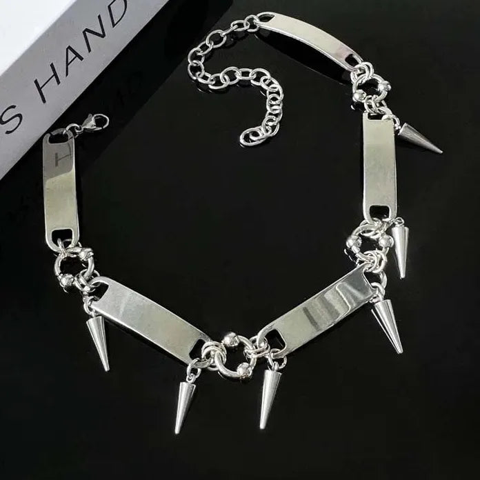 Titanium Steel Rivet Choker Necklace Unisex Punk Hip Hop Metal Collar Jewelry