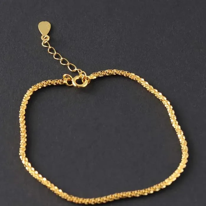 Gold Color Double Layer Adjustable Bracelet Women Beads Anklet Gift