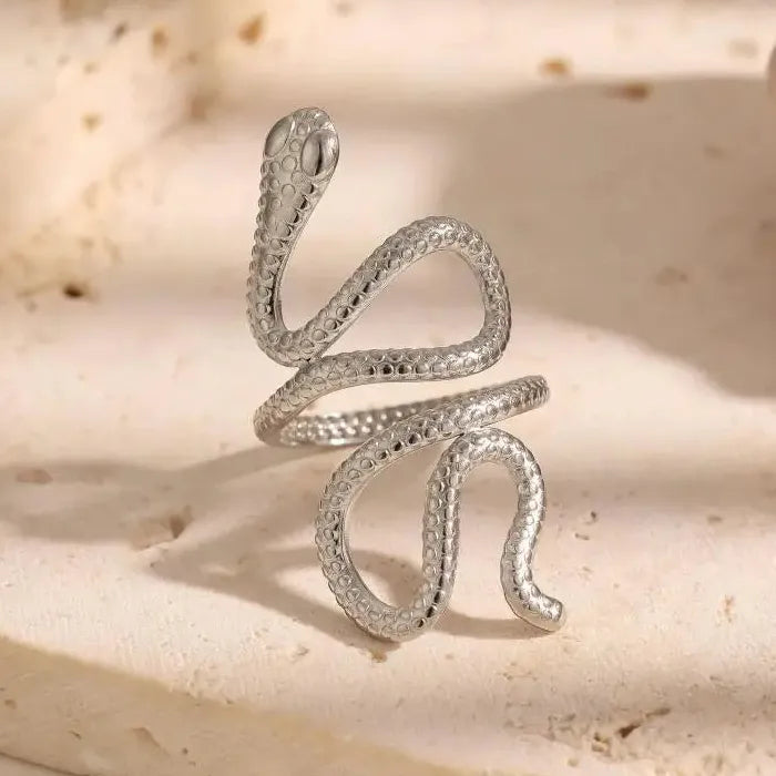 Stainless Steel Serpentine Open Ring Hip-Hop Jewelry for Men Women