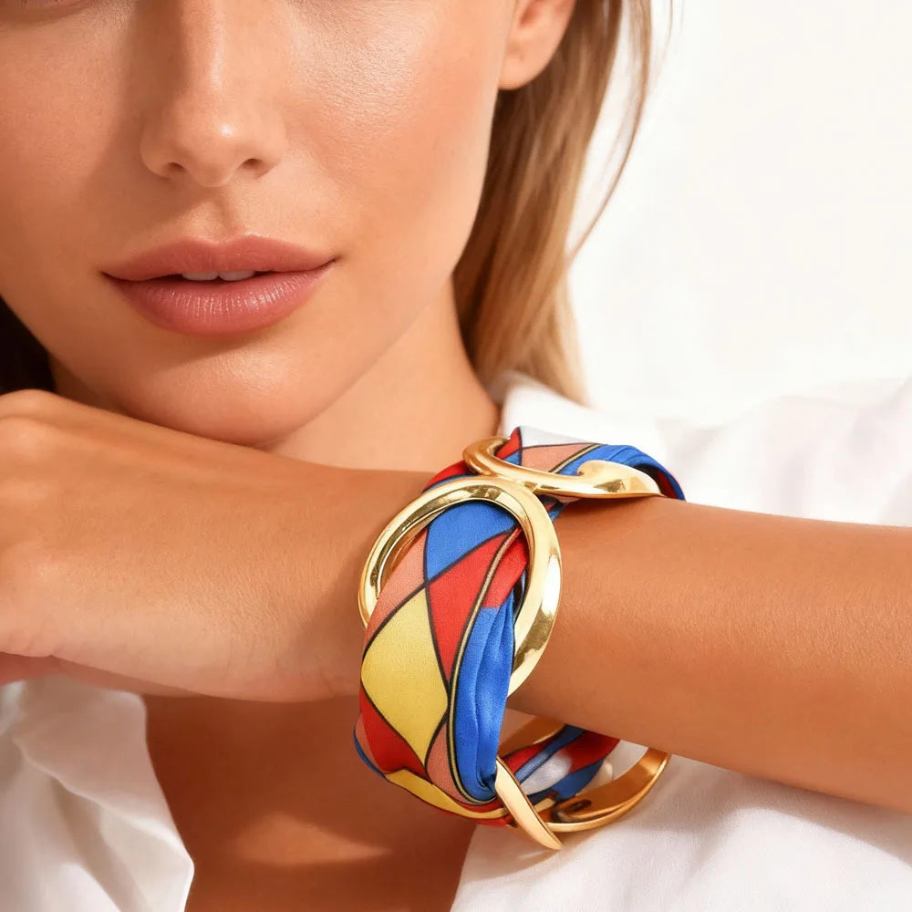 Gold-Tone Stainless Steel Geometric Skeleton Open Cuff Bracelet for Women