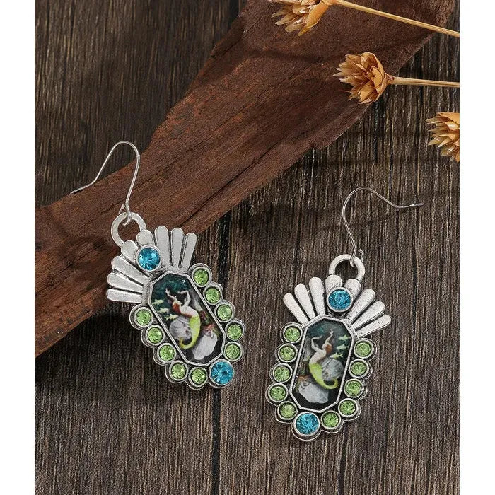 Vintage Bohemian Irregular Drop Earrings Zinc Alloy Ethnic Silver Statement Gift