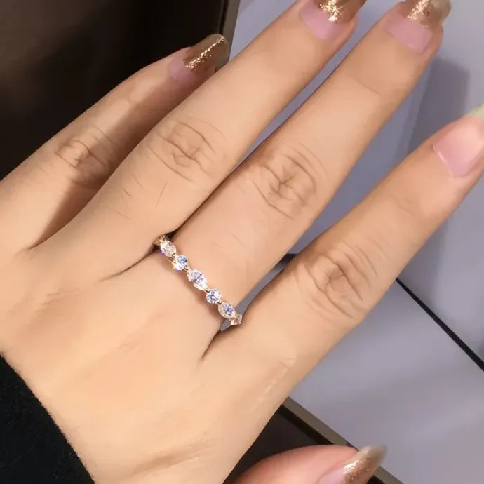 Gold Cubic Zirconia Geometric Wedding Band Ring for Women Stylish Jewelry