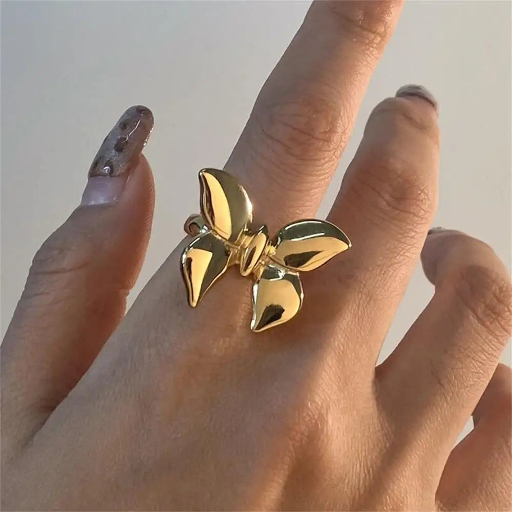 18k Gold Plated Stainless Steel Butterfly Knuckle Ring for Women Hypoallergenic Insect Jewelry