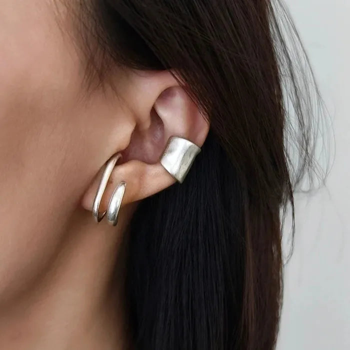 Vintage Minimalist Zinc Alloy Arc-Shaped Clip Earrings for Women Punk Jewelry