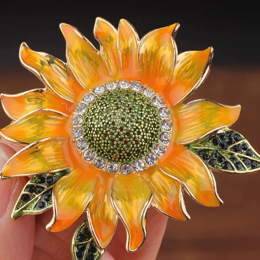Classic Sunflower Brooch Wedding Gift for Men & Women Elegant Style
