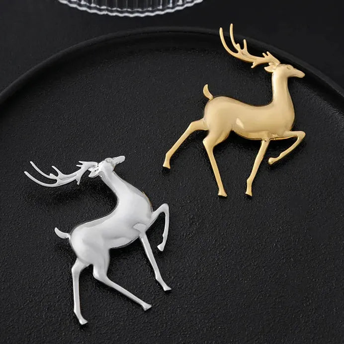 Gold Metal Deer Brooch Zinc Alloy Unisex Luxury Suit Jewelry