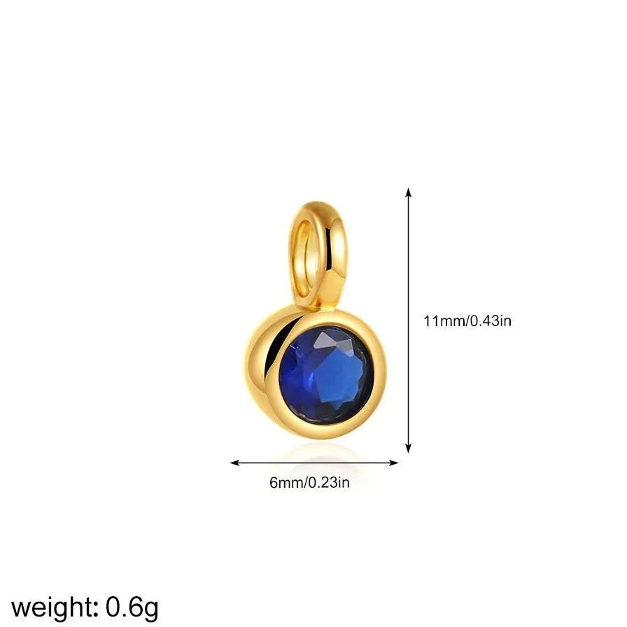 Multicolor Crystal 12 Month Birthstone Pendant Charm for Women Stainless Steel Gold Jewelry