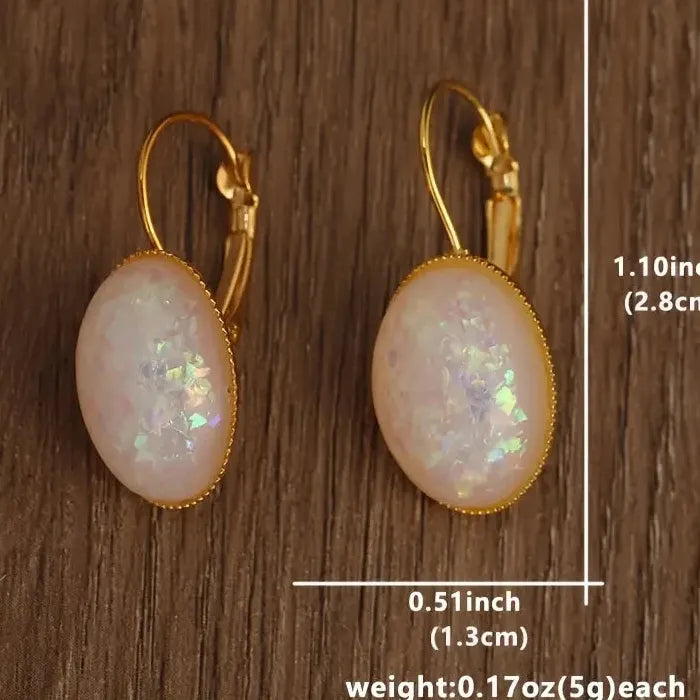 Gold Hoop Earrings White Gemstone Drop Earrings Women's Luxury Wedding Jewelry Gifts