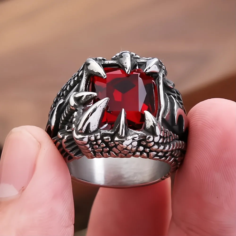 Vintage Viking Dragon Claw Ring for Men Boys 316L Stainless Steel Punk Nordic Jewelry Gift