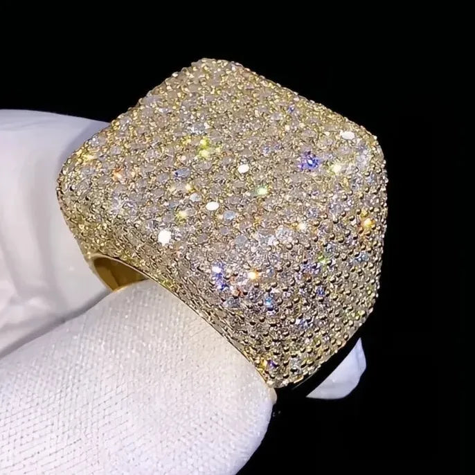Square Shaped Women’s Ring with Shining Cubic Zirconia Brass Cocktail Jewelry Gift