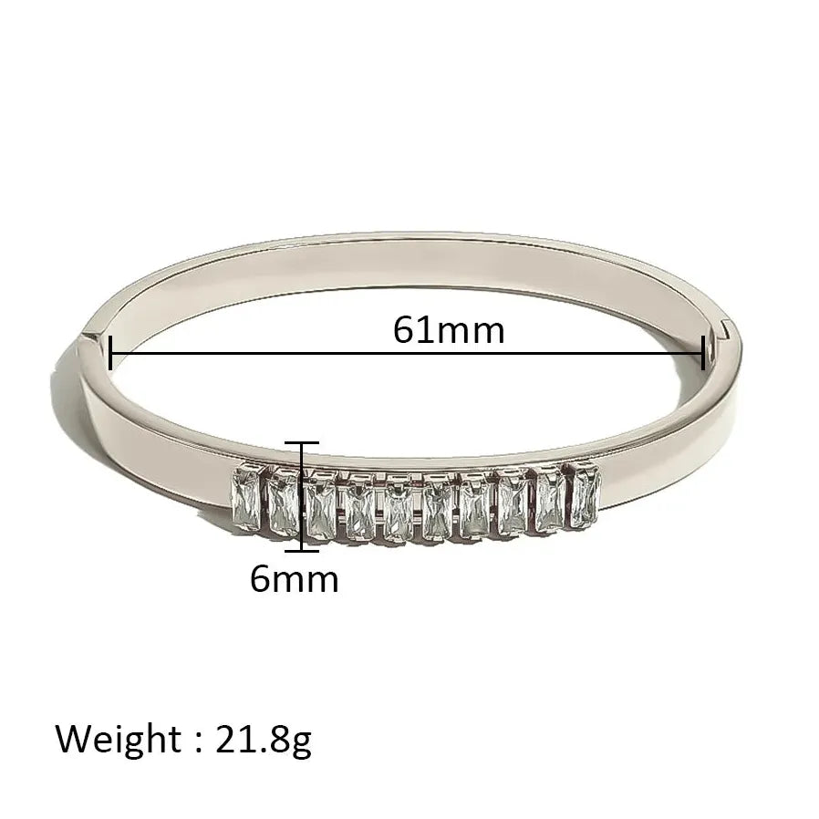Waterproof Stainless Steel Multicolor Crystal Zirconia CZ Bangle Bracelet Women
