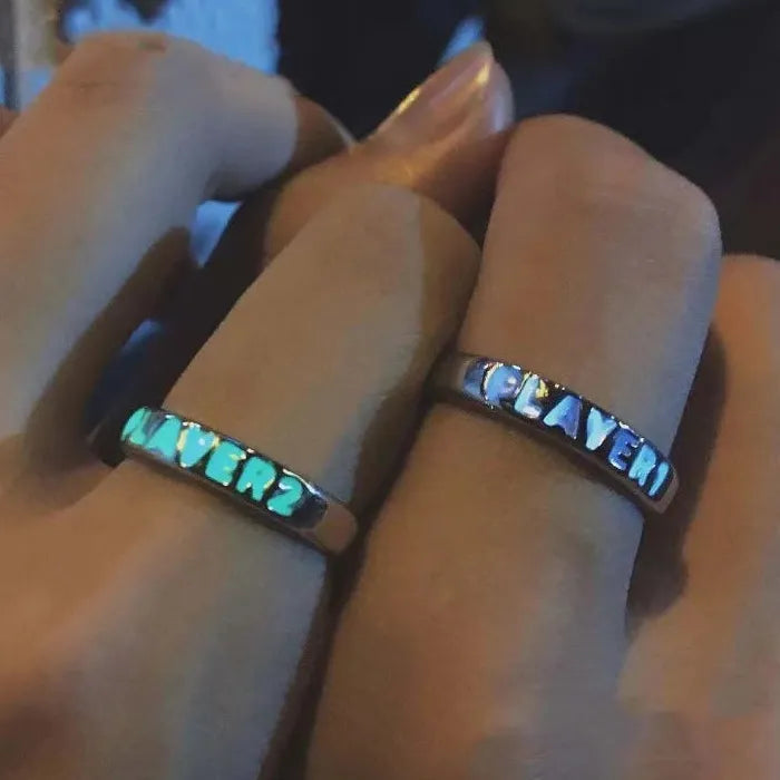 Adjustable Blue Heart Luminous Ring for Women Men Jewelry Gift Love Symbol